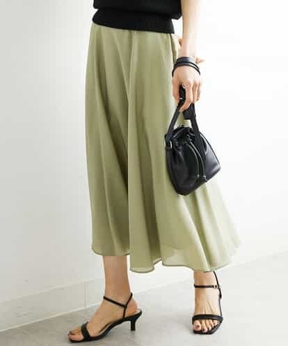 FMHHS49210 MICHEL KLEIN [セットアップ対応]ナイロンソフトローンフレアスカート