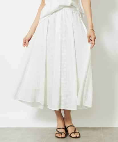 FMHJA05250 MICHEL KLEIN [セットアップ対応]トリオシアーチェックフレアスカート