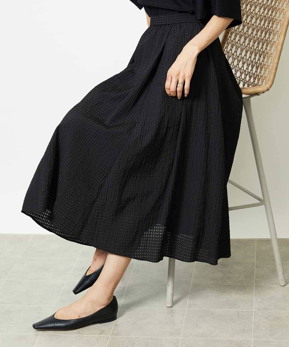 FMHJA05250 MICHEL KLEIN [セットアップ対応]トリオシアーチェックフレアスカート