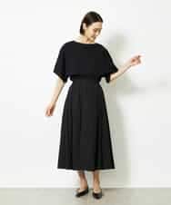 FMHJA05250 MICHEL KLEIN(ミッシェルクラン) [セットアップ対応]トリオシアーチェックフレアスカート ブラック
