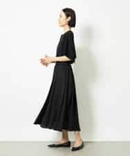 FMHJA05250 MICHEL KLEIN(ミッシェルクラン) [セットアップ対応]トリオシアーチェックフレアスカート ブラック