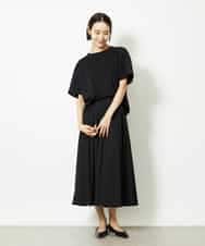 FMHJA05250 MICHEL KLEIN(ミッシェルクラン) [セットアップ対応]トリオシアーチェックフレアスカート ブラック