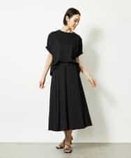 FMHJA05250 MICHEL KLEIN(ミッシェルクラン) [セットアップ対応]トリオシアーチェックフレアスカート ブラック