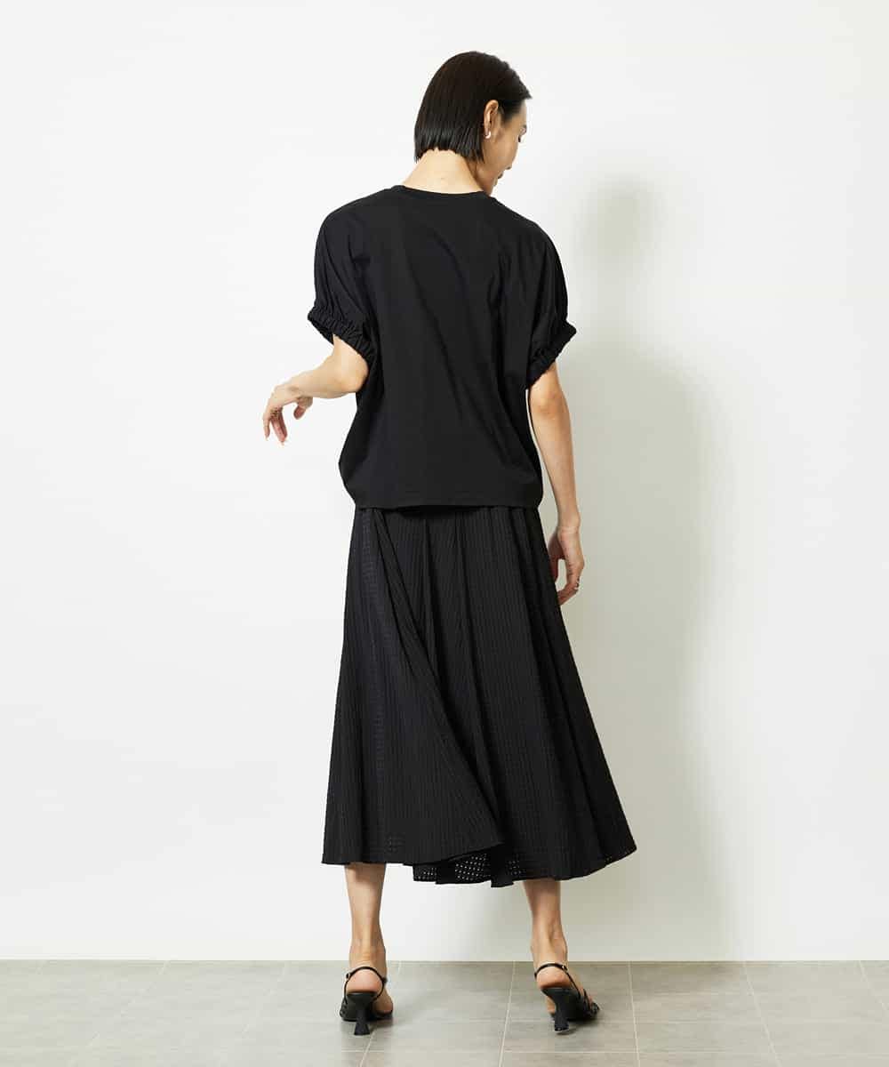 FMHJA05250 MICHEL KLEIN(ミッシェルクラン) [セットアップ対応]トリオシアーチェックフレアスカート ブラック