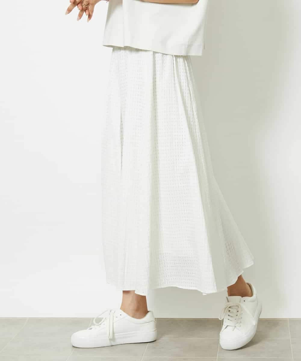 FMHJA05250 MICHEL KLEIN(ミッシェルクラン) [セットアップ対応]トリオシアーチェックフレアスカート ブラック