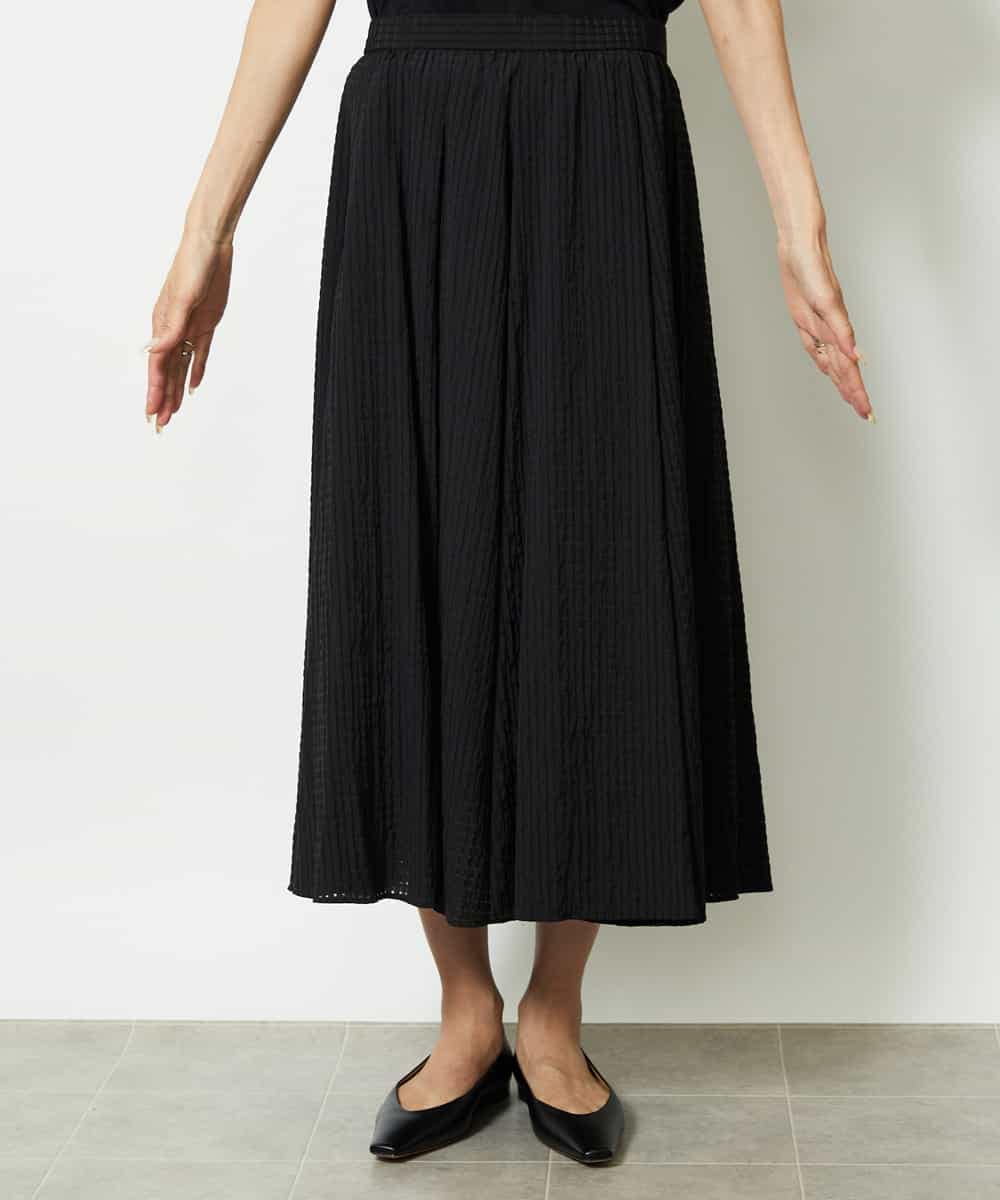 FMHJA05250 MICHEL KLEIN(ミッシェルクラン) [セットアップ対応]トリオシアーチェックフレアスカート ブラック