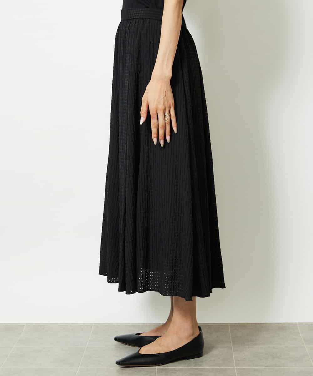 FMHJA05250 MICHEL KLEIN(ミッシェルクラン) [セットアップ対応]トリオシアーチェックフレアスカート ブラック
