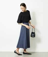 FMHJA08230 MICHEL KLEIN(ミッシェルクラン) シャンブレーデニムフレアスカート ネイビー