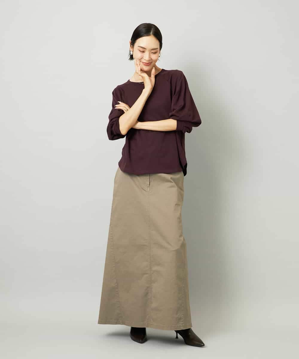 FMHJA30200 MICHEL KLEIN(ミッシェルクラン) [セットアップ対応]チノAラインスカート カーキベージュ