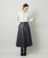 FMHJA33280 MICHEL KLEIN(ミッシェルクラン) フェイクレザーフレアスカート ブラック