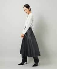 FMHJA33280 MICHEL KLEIN(ミッシェルクラン) フェイクレザーフレアスカート ブラック