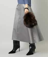 FMHJA33280 MICHEL KLEIN(ミッシェルクラン) フェイクレザーフレアスカート ブラック