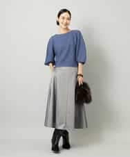 FMHJA33280 MICHEL KLEIN(ミッシェルクラン) フェイクレザーフレアスカート ブラック