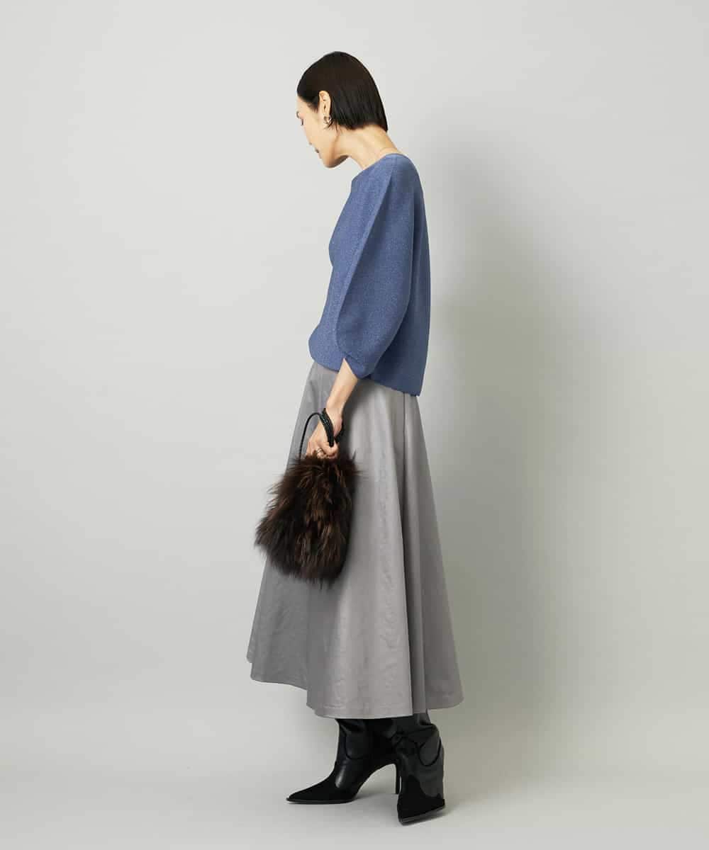 FMHJA33280 MICHEL KLEIN(ミッシェルクラン) フェイクレザーフレアスカート ブラック