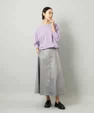 FMHJA33280 MICHEL KLEIN(ミッシェルクラン) フェイクレザーフレアスカート ブラック