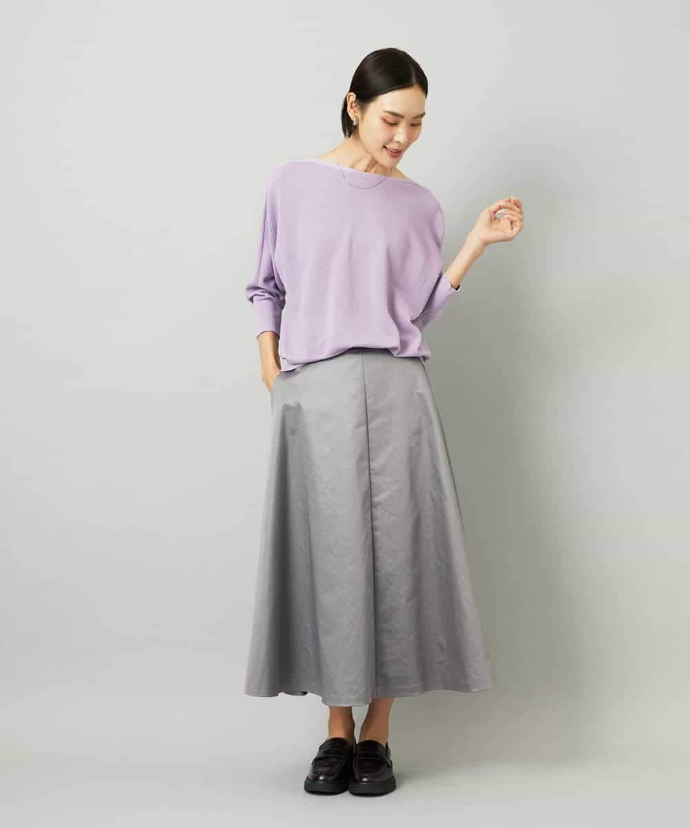 FMHJA33280 MICHEL KLEIN(ミッシェルクラン) フェイクレザーフレアスカート ブラック