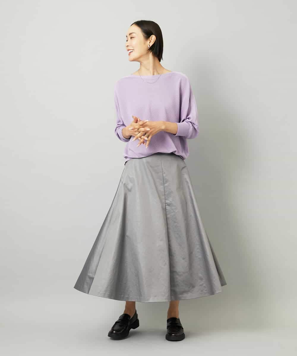 FMHJA33280 MICHEL KLEIN(ミッシェルクラン) フェイクレザーフレアスカート ブラック