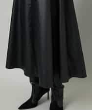 FMHJA33280 MICHEL KLEIN(ミッシェルクラン) フェイクレザーフレアスカート ブラック