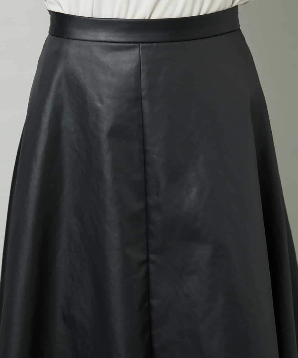 FMHJA33280 MICHEL KLEIN(ミッシェルクラン) フェイクレザーフレアスカート ブラック