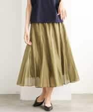 FMHJD02270 MICHEL KLEIN(ミッシェルクラン) シアーフレアスカート カーキ