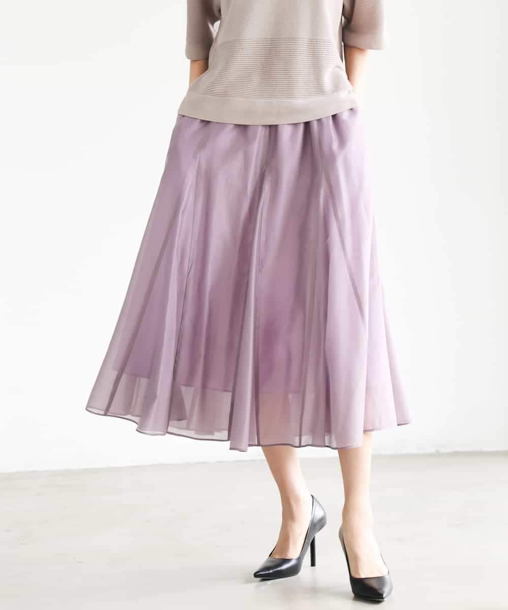 FMHJD02270 MICHEL KLEIN(ミッシェルクラン) シアーフレアスカート パープル