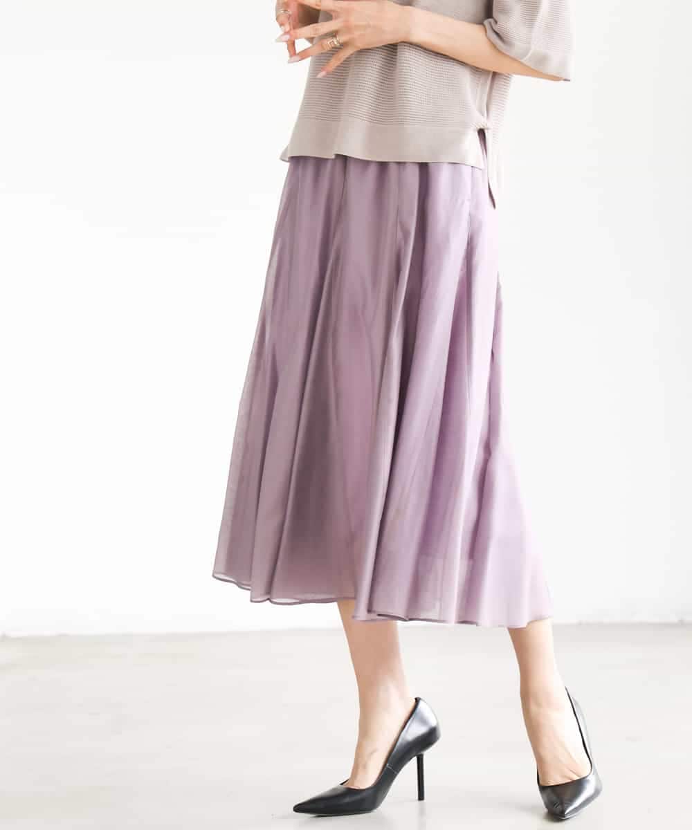 FMHJD02270 MICHEL KLEIN(ミッシェルクラン) シアーフレアスカート パープル