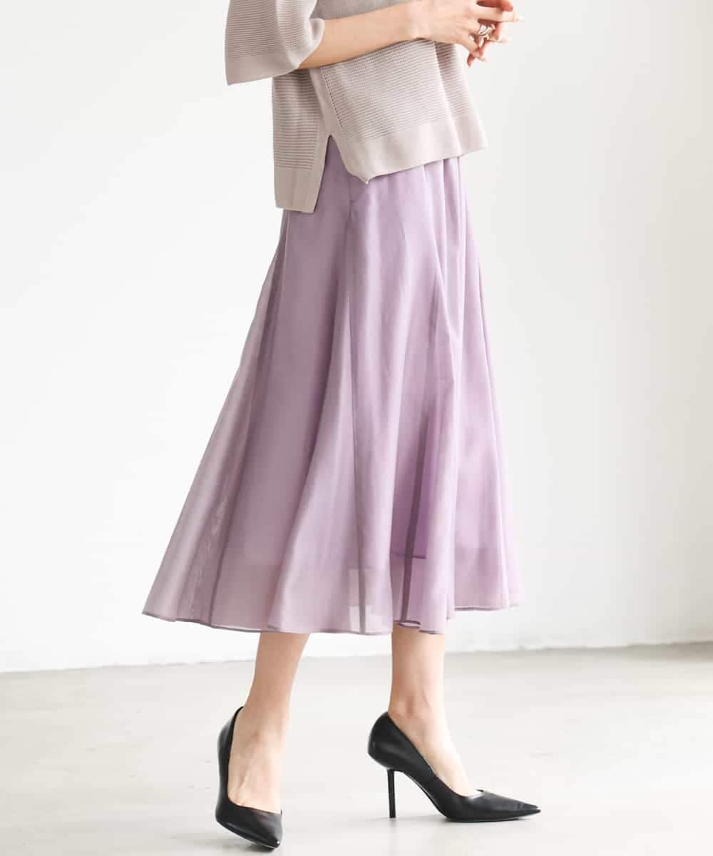 FMHJD02270 MICHEL KLEIN(ミッシェルクラン) シアーフレアスカート パープル