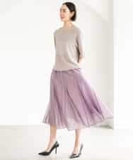FMHJD02270 MICHEL KLEIN(ミッシェルクラン) シアーフレアスカート パープル