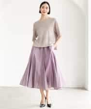 FMHJD02270 MICHEL KLEIN(ミッシェルクラン) シアーフレアスカート パープル