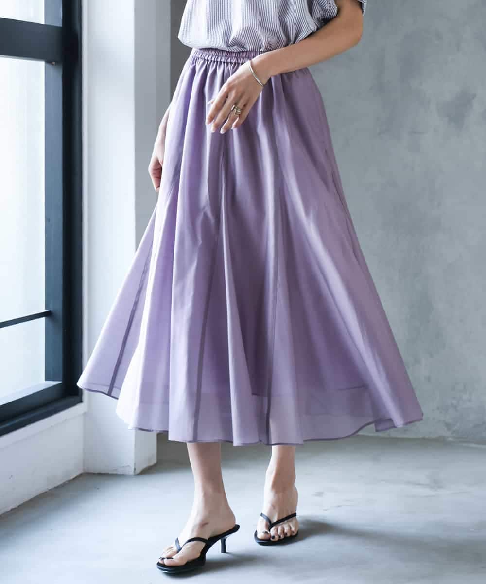 FMHJD02270 MICHEL KLEIN(ミッシェルクラン) シアーフレアスカート パープル