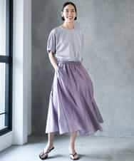 FMHJD02270 MICHEL KLEIN(ミッシェルクラン) シアーフレアスカート パープル