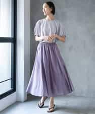 FMHJD02270 MICHEL KLEIN(ミッシェルクラン) シアーフレアスカート パープル