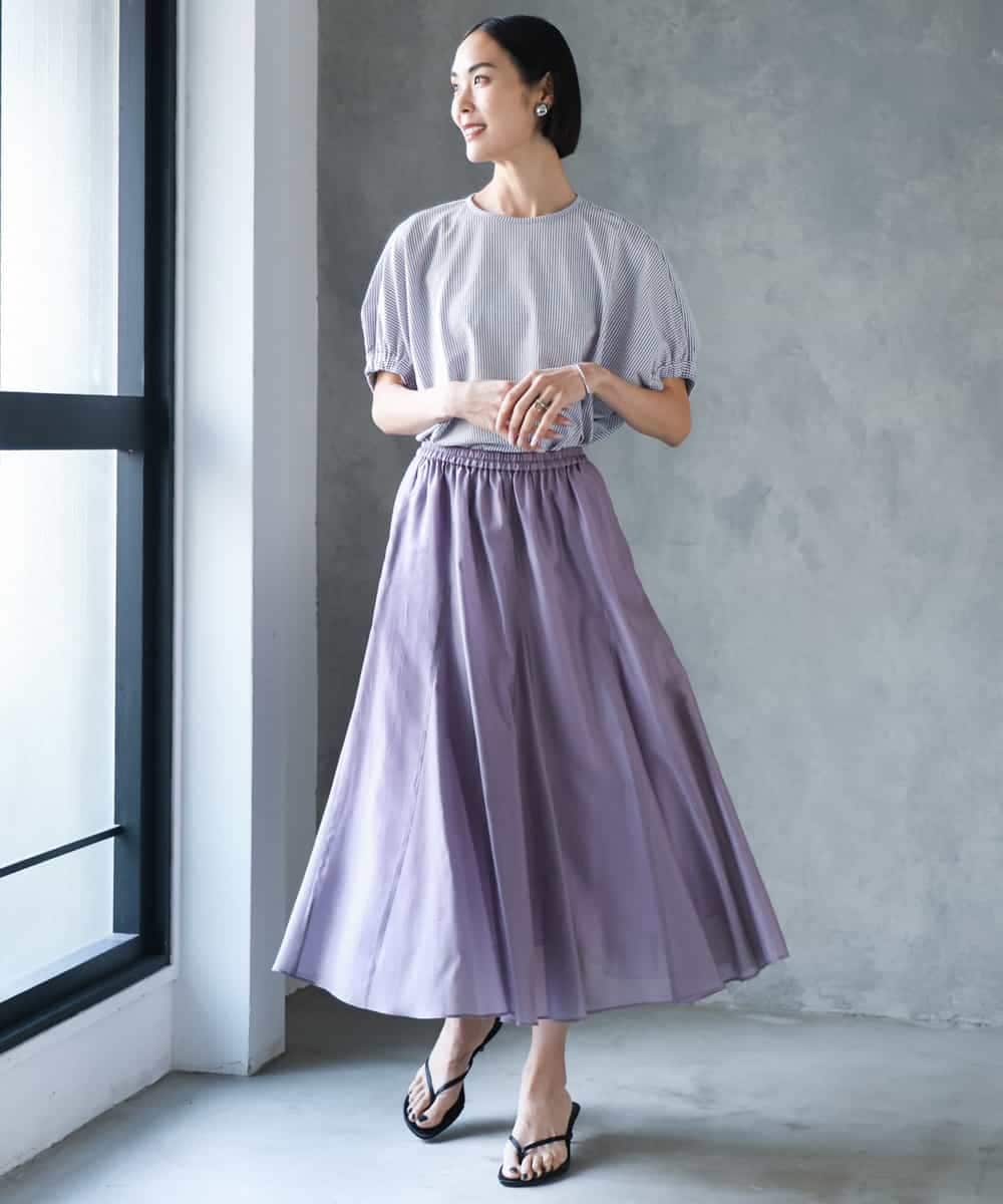 FMHJD02270 MICHEL KLEIN(ミッシェルクラン) シアーフレアスカート パープル