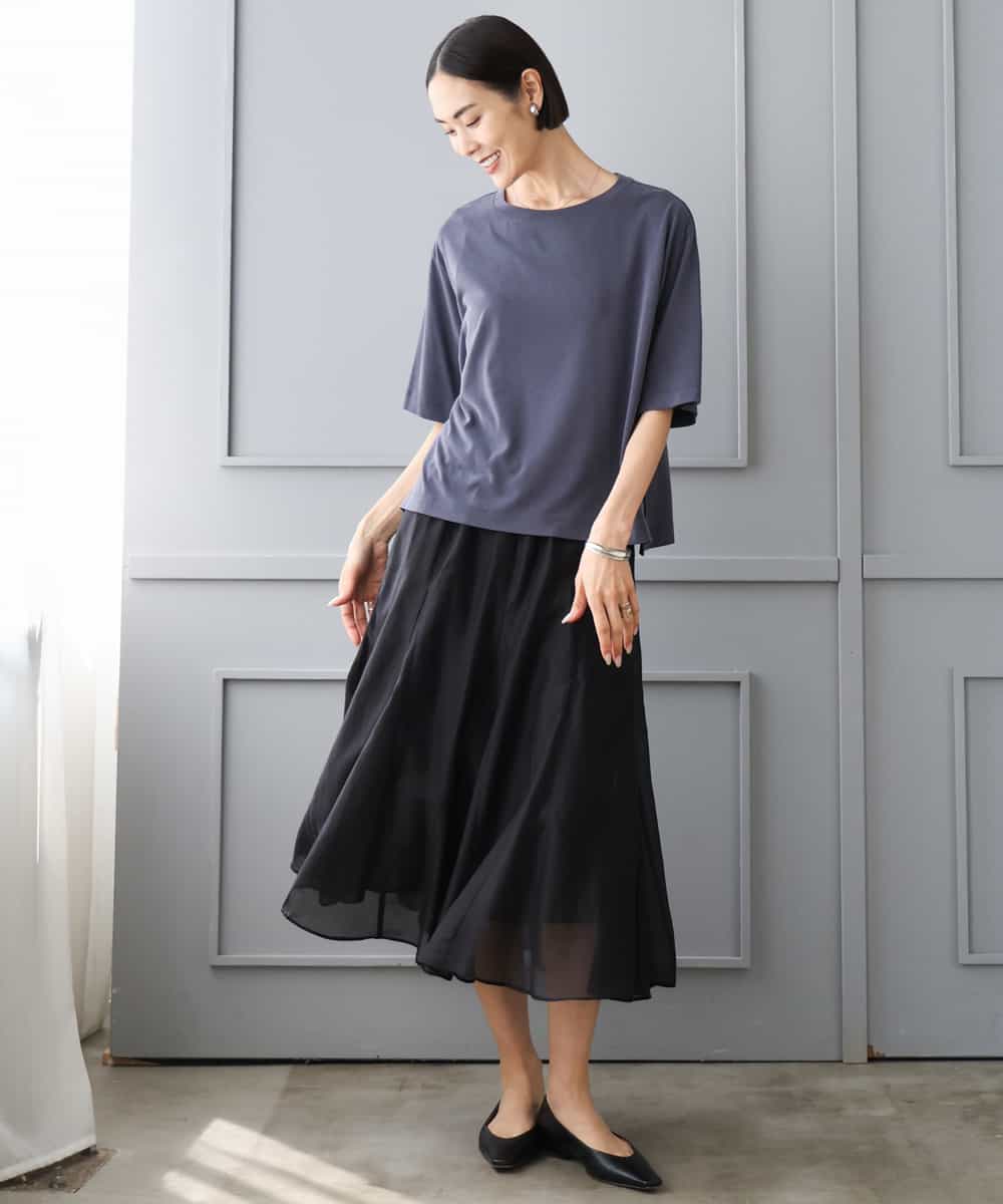 FMHJD02270 MICHEL KLEIN(ミッシェルクラン) シアーフレアスカート パープル