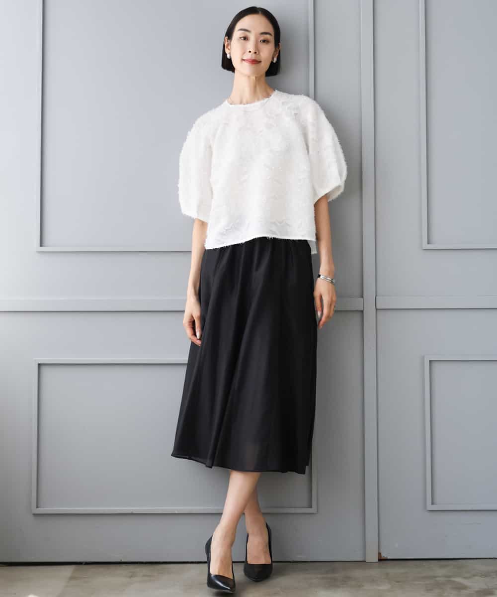 FMHJD02270 MICHEL KLEIN(ミッシェルクラン) シアーフレアスカート パープル