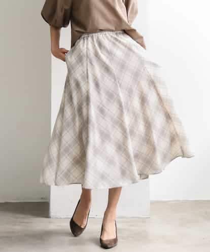 FMHJD05320 MICHEL KLEIN [セットアップ対応]シアーチェックフレアスカート
