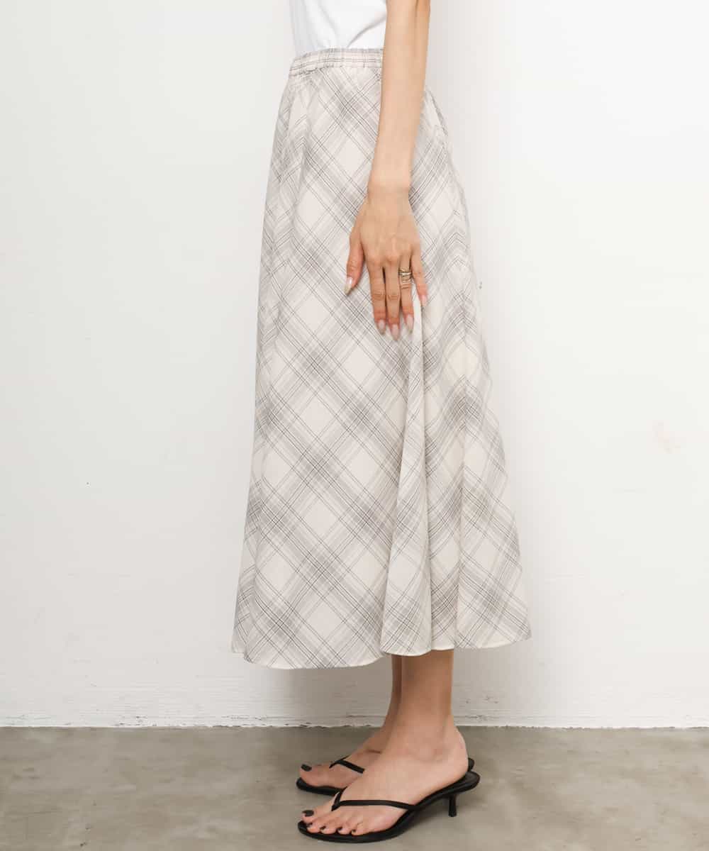 FMHJD05320 MICHEL KLEIN(ミッシェルクラン) [セットアップ対応]シアーチェックフレアスカート ホワイト