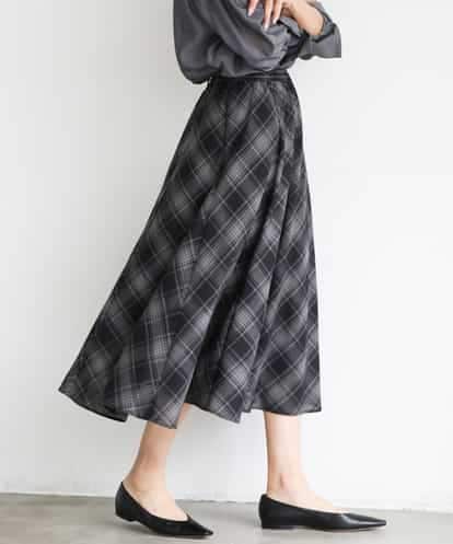 FMHJD05320 MICHEL KLEIN [セットアップ対応]シアーチェックフレアスカート