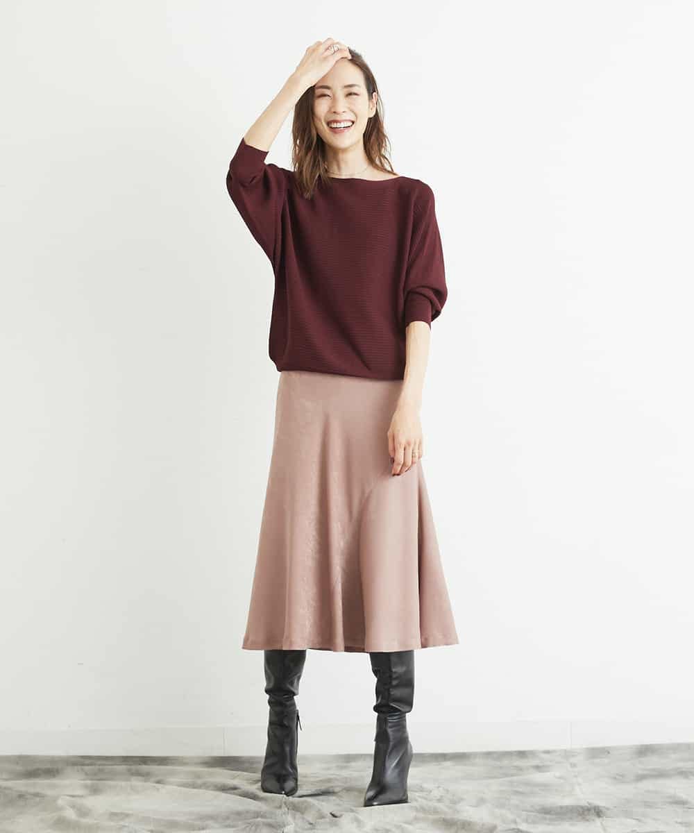 FMHJM14200 MICHEL KLEIN(ミッシェルクラン) ［洗える］マロンサテンイレギュラーヘムスカート ベージュ(83)