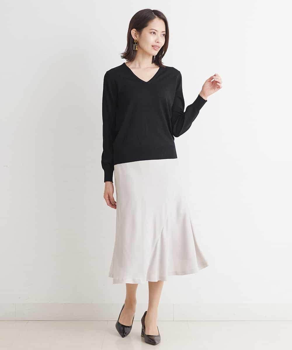 FMHJM14200 MICHEL KLEIN(ミッシェルクラン) ［洗える］マロンサテンイレギュラーヘムスカート ベージュ(83)