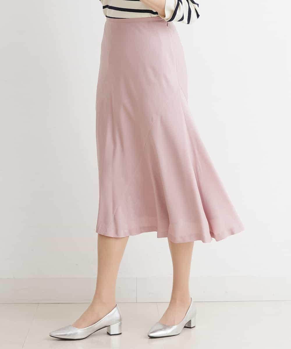 FMHJM14200 MICHEL KLEIN(ミッシェルクラン) ［洗える］マロンサテンイレギュラーヘムスカート ベージュ(83)