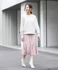 FMHJM14200 MICHEL KLEIN(ミッシェルクラン) ［洗える］マロンサテンイレギュラーヘムスカート ベージュ(83)
