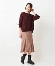 FMHJM14200 MICHEL KLEIN(ミッシェルクラン) ［洗える］マロンサテンイレギュラーヘムスカート ベージュ(83)