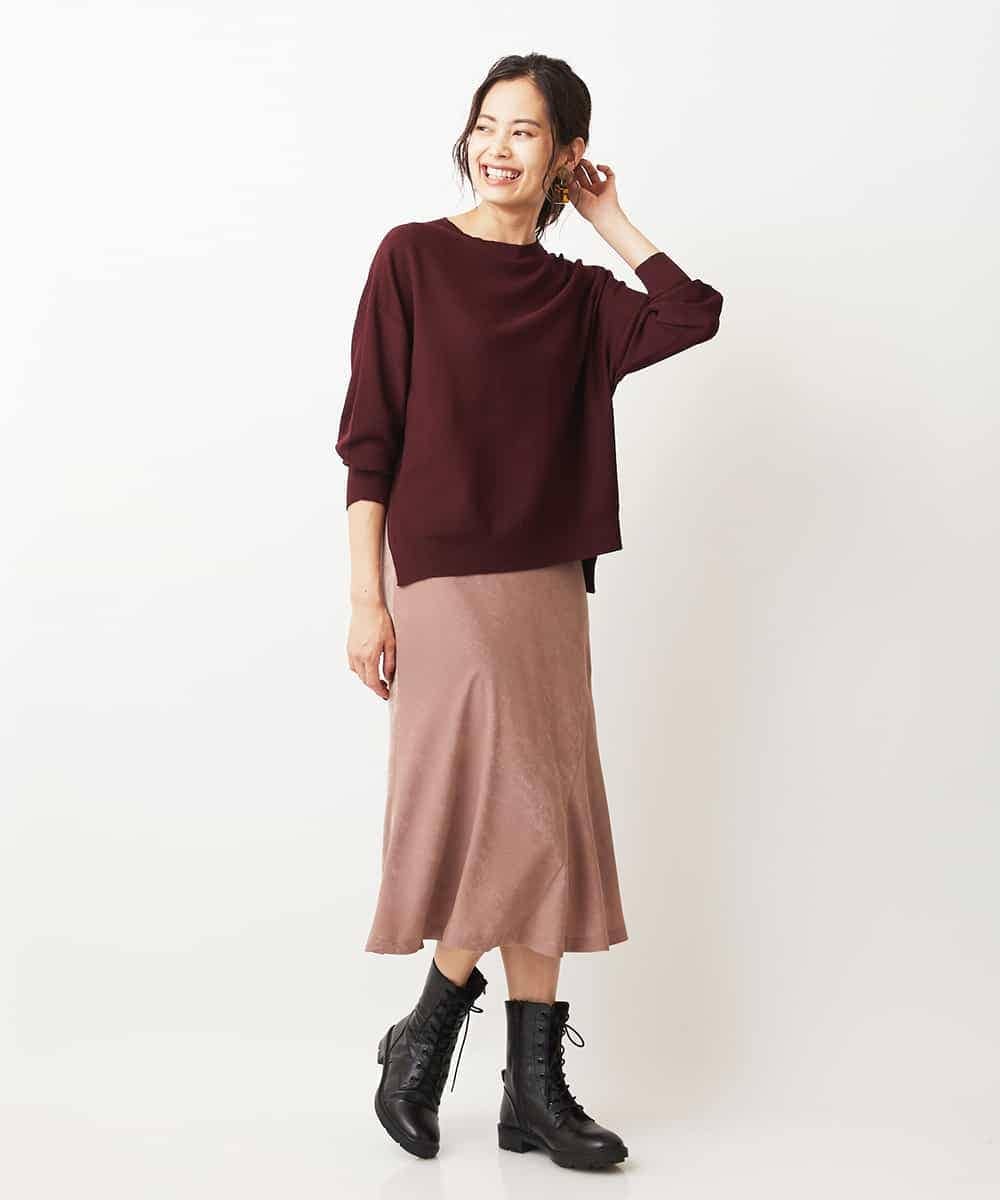 FMHJM14200 MICHEL KLEIN(ミッシェルクラン) ［洗える］マロンサテンイレギュラーヘムスカート ベージュ(83)