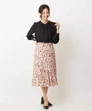FMHJM16290 MICHEL KLEIN(ミッシェルクラン) ［セットアップ対応/洗える］ペイントレオパードプリントジャージースカート レッド(05)