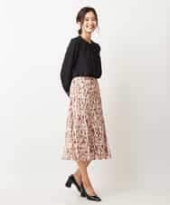FMHJM16290 MICHEL KLEIN(ミッシェルクラン) ［セットアップ対応/洗える］ペイントレオパードプリントジャージースカート レッド(05)