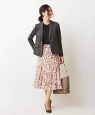 FMHJM16290 MICHEL KLEIN(ミッシェルクラン) ［セットアップ対応/洗える］ペイントレオパードプリントジャージースカート レッド(05)