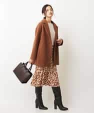 FMHJM16290 MICHEL KLEIN(ミッシェルクラン) ［セットアップ対応/洗える］ペイントレオパードプリントジャージースカート レッド(05)