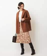 FMHJM16290 MICHEL KLEIN(ミッシェルクラン) ［セットアップ対応/洗える］ペイントレオパードプリントジャージースカート レッド(05)