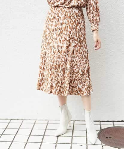FMHJM16290 MICHEL KLEIN ［セットアップ対応/洗える］ペイントレオパードプリントジャージースカート